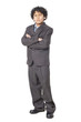 Studio portrait of boy (8-9) wearing suit