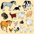 vector set with domestic animals