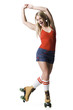 Portrait of young woman roller skating