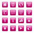 Button Icon Set Quadratisch Magenta