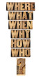 questions collage in wood type