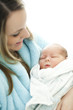 "USA, Utah, Provo, Mother embracing baby boy (0-1 months)"