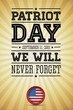 American flag words patriot day september 11, 2001