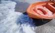 Lifeguard boat on beach