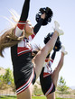 USA, Utah, American Fork, Cheerleaders doing high kick