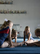 USA, Utah, Orem, girls (8-11) exercising in gym