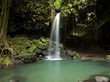 Dominica, Emerald Falls, Small waterfall at forest pool