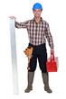 Manual worker stood with tool-box