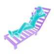 blue person vacation