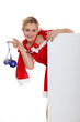 blonde dressed as mother Christmas