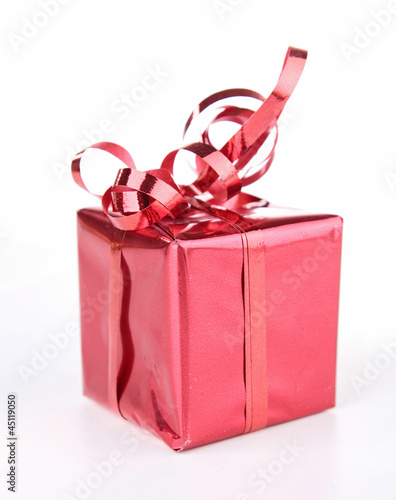 Photo: isolated red gift box isolated red gift box