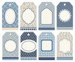8 Retro Hangtags Blue/Beige