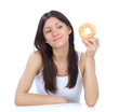 Woman enjoy sweet donut