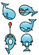 Vector: Cartoon Whale Set Cartoon Whale Set