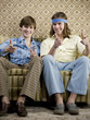 two men in retro clothing
