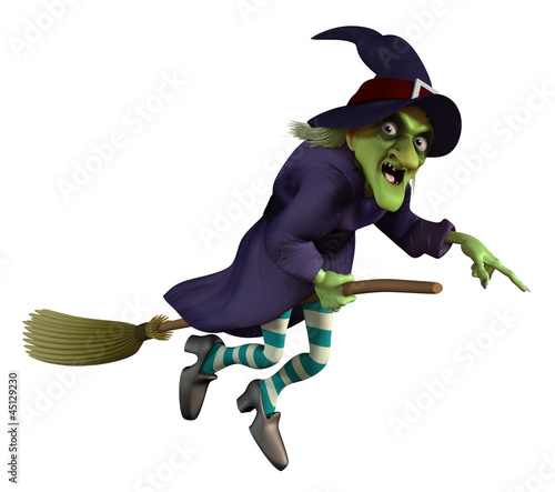 Illustration: flying witch on a broom flying witch on a broom