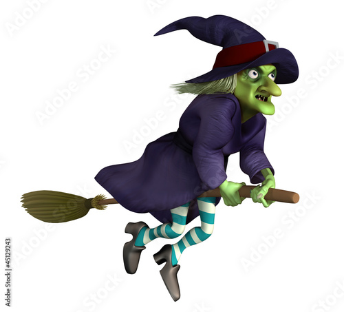 Illustration: flying witch on a broom flying witch on a broom