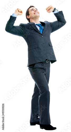 Photo: Happy gesturing businessman, isolated Happy gesturing businessman, isolated