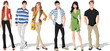 Group of fashion cartoon young people. Teenagers.