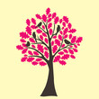 abstract tree oak tree with birds on branches