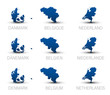 Vector Icons Landkarten *** Dänemark Belgien Niederlande