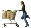 woman pushing a shopping cart