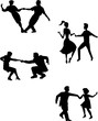 think swing dancers in silhouette