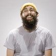 bearded man wearing a headband