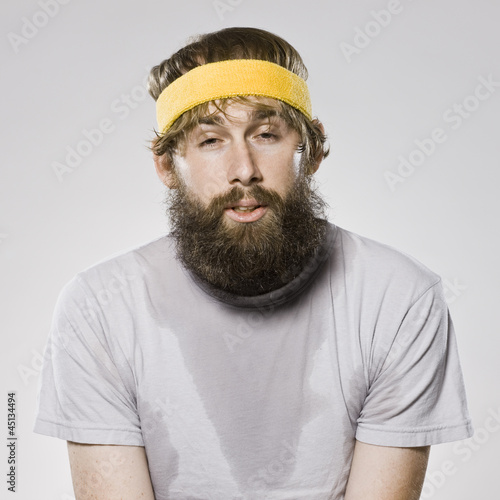 Photo: bearded man wearing a headband bearded man wearing a headband