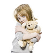 girl hugging her teddy bear