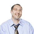 businessman with lipstick kisses on his shirt