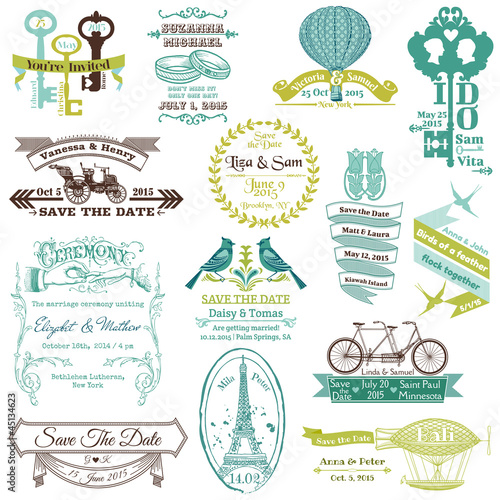 Vector: Wedding Vintage Invitation Collection - for design, scrapbook - Wedding Vintage Invitation Collection - for design, scrapbook -