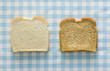 slice of white bread and slice of wheat bread