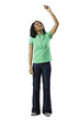 woman pointing up