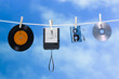 media on a clothesline