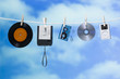 media on a clothesline