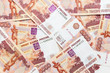 background from overlapping russian rubles banknotes