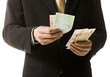 man counting money