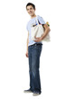 young man in a blue shirt