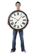 young man with a clock