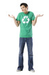 Photo: young man in a recycling t-shirt young man in a recycling t-shirt