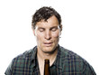 homeless man holding a beer bottle