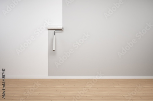Illustration: Wand wird weiss gestrichen Wand wird weiss gestrichen
