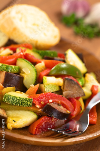 Photo: Ratatouille made of eggplant, zucchini, bell pepper and tomato Ratatouille made of eggplant, zucchini, bell pepper and tomato