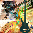 Illustration: art grunge background with guitar and trumpet art grunge background with guitar and trumpet