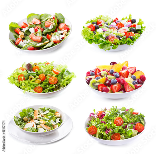 Photo: set with different salads set with different salads