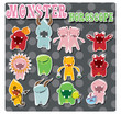 Collection of zodiac signs with cute solorful monsters, vector