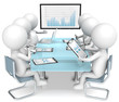 Business meeting. 3D little human characters X6. Big screen.