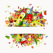 Gift card design with floral bouquet, four seasons