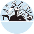 Handwerker Zeichen mit Werkzeug